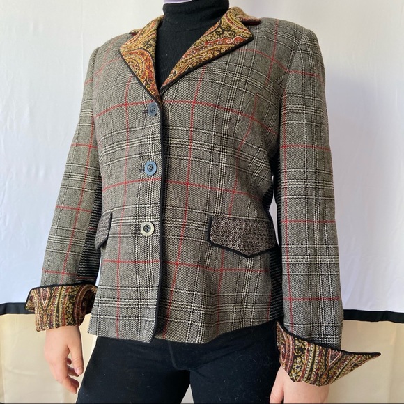 Carlisle Jackets & Blazers - Vintage Carlisle wool Blazer jacket Plaid Paisley 12